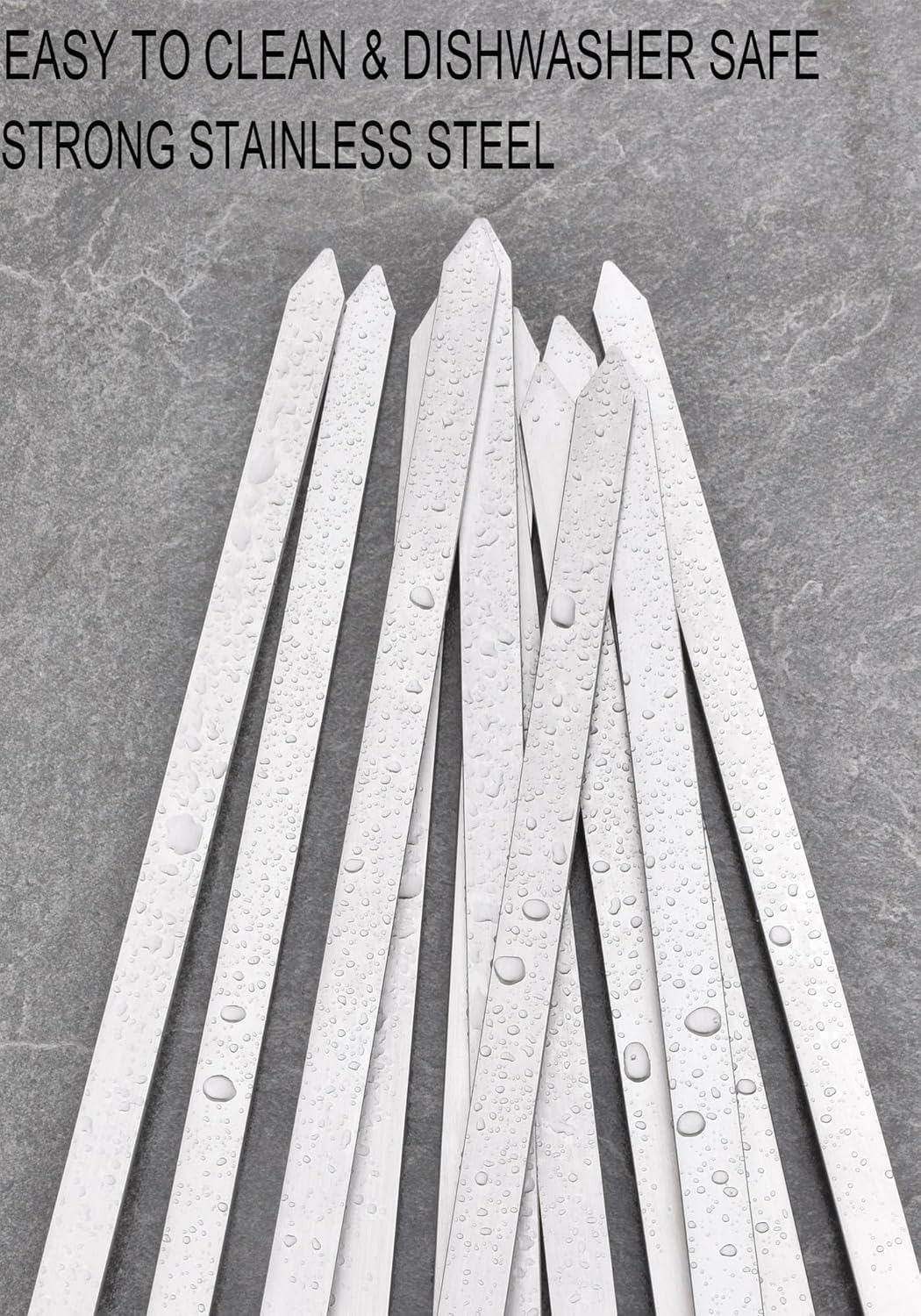 17-Inch 24 Pack Long Flat BBQ Skewers, HONSHEN 3/8 Inch Stainless Steel Wide Blade with hardwood Handle barbecue skewers for Grilling Meat,Chicken,Shrimp,Vegetables (17Inch Flat BBQ Skewers 24p)