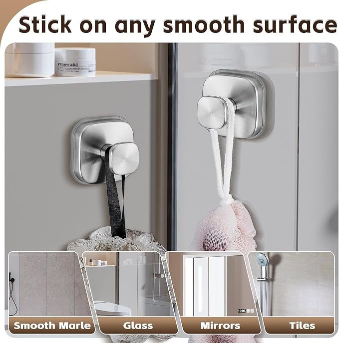 Suction Cup Hooks for Shower Heavy Duty No-Drill– Reusable Multi-Purpose Hooks - Image 5