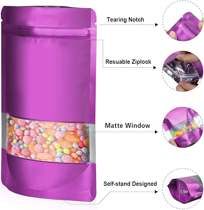 6.3"x9.5" 120pcs Mylar Bags for Food Storage, Smell Proof Bag - Image 3