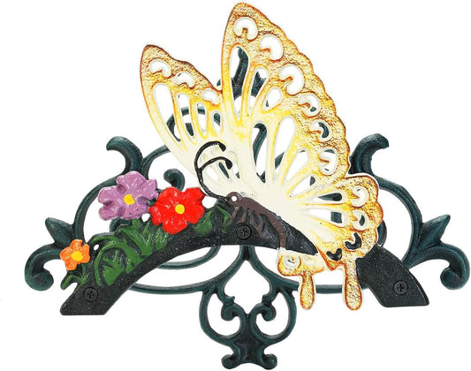 Sungmor Cast Iron Garden Hose Holder, Heavy Duty Wall Mounted Hose Hanger, Decorative Butterfly Water pipe Organizer, Hose Reel Rack for Outside, Garden Yard Decor