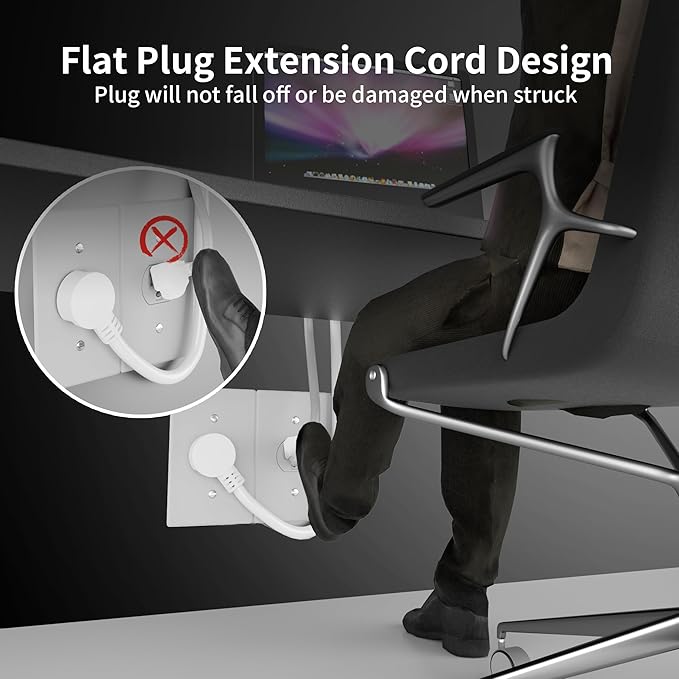 HUANCHAIN 14 Gauge 15 FT Flat Plug Extension Cord White Indoor Outdoor - Image 5
