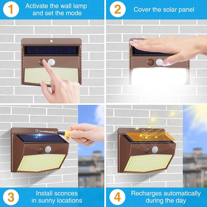 Peasur 6 Packs Solar Outdoor Lights Motion Sensor Solar Security Lights - Image 5