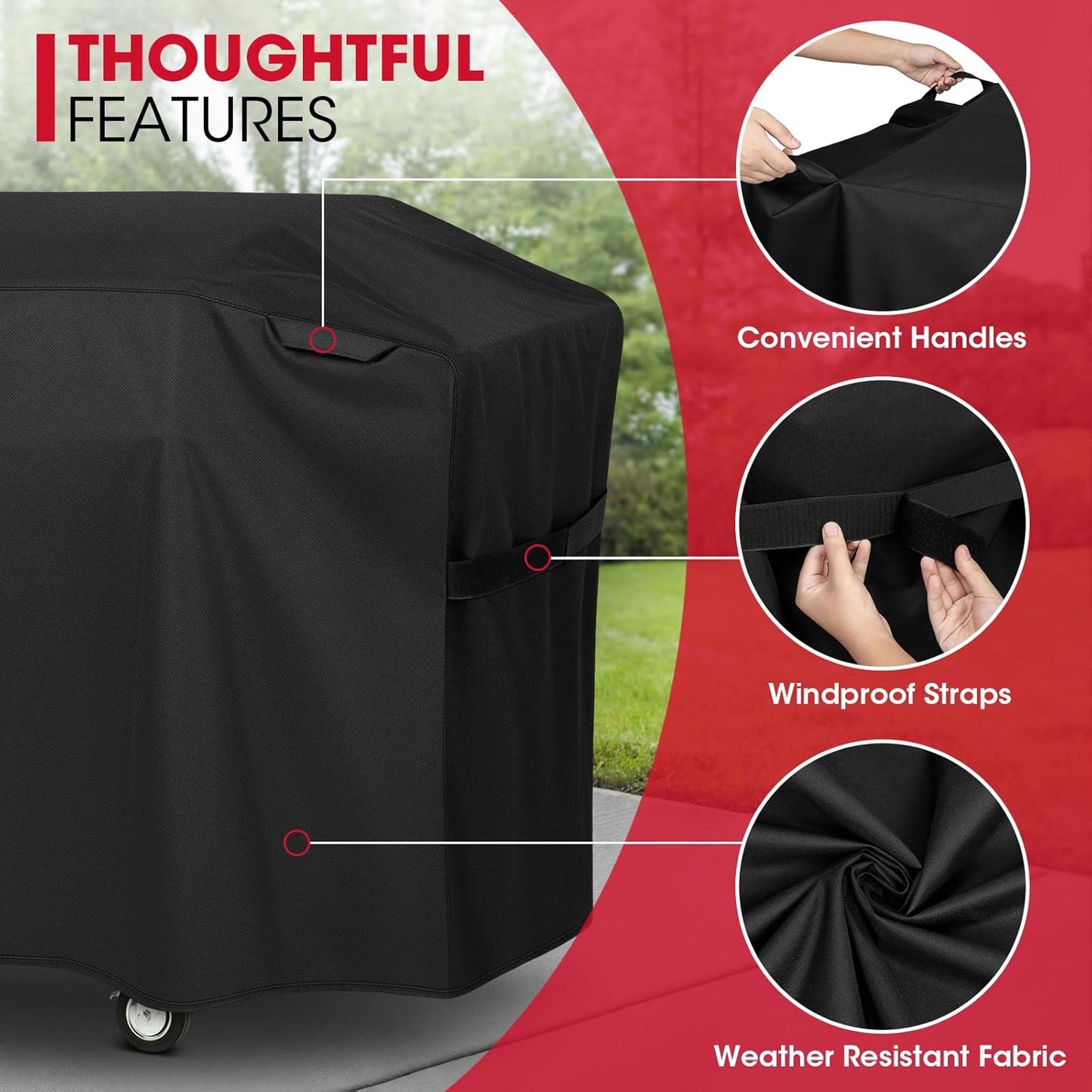 Unicook 5482 Griddle Cover for Blackstone 36 Inch Griddle with Hood, Heavy Duty Waterproof Flat Top Gas Grill Cover for Outdoor Grill, All Weather Protection, Black