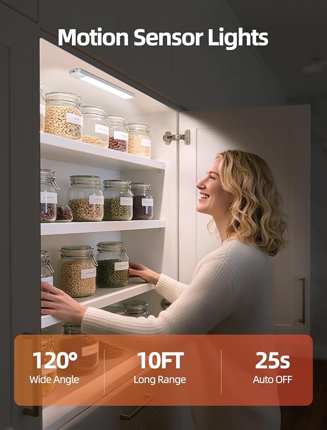 Under Cabinet Motion Sensor Lighting: 12 Inch Dimmable Rechargeable Lights - Image 2