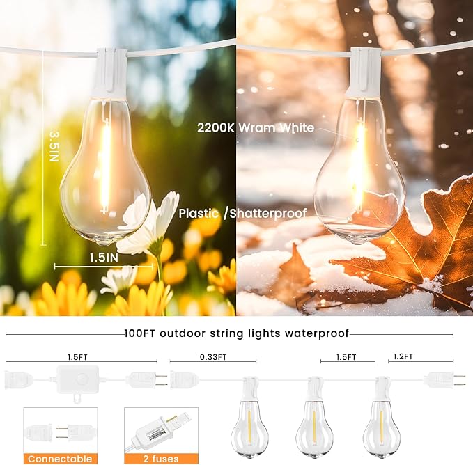 String Lights, 100FT Patio Lights - Image 6