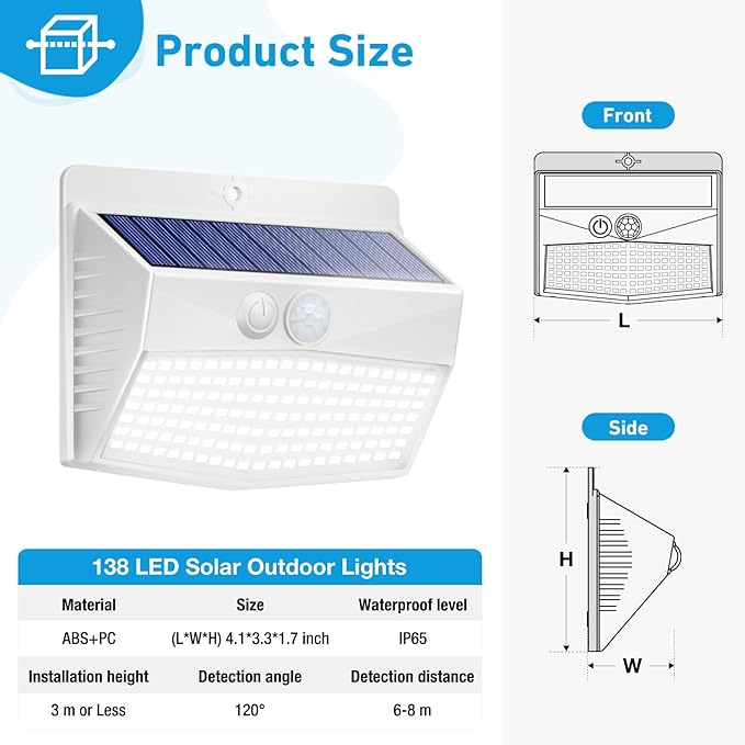 Solar Outdoor Lights Motion Sensor Solar Security Lights Waterproof - Image 7