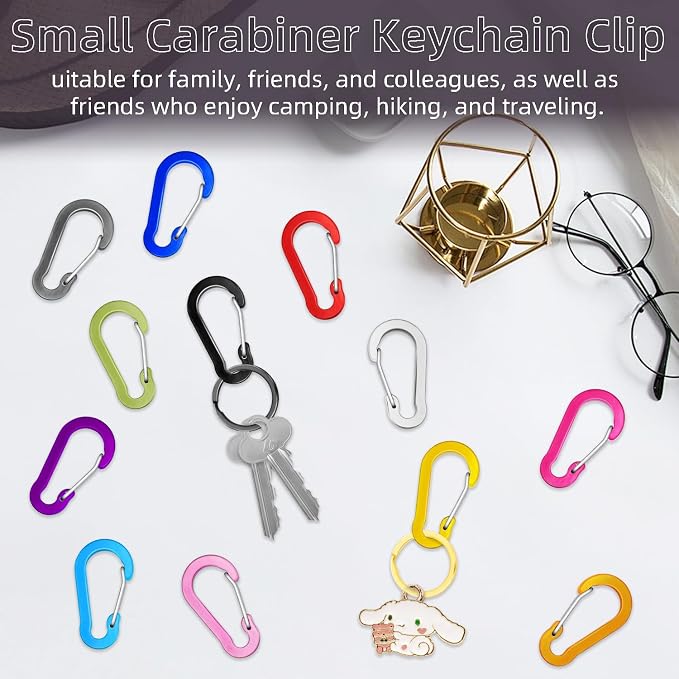 10pcs Aluminum Small Carabiner Clip, 2 Inch Carabiner Keychain Clasp Spring D - Image 6