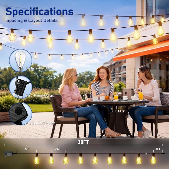 30FT LED Outdoor String Lights - Image 7