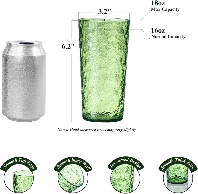 18oz Acrylic Glasses Drinkware, Ice-carved Design Unbreakable Plastic Cups - Image 3