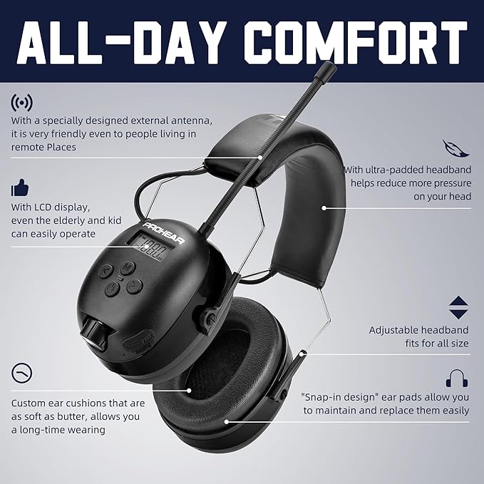 PROHEAR 033 Upgraded Bluetooth 5.4 Hearing Protection Headphones - Image 5
