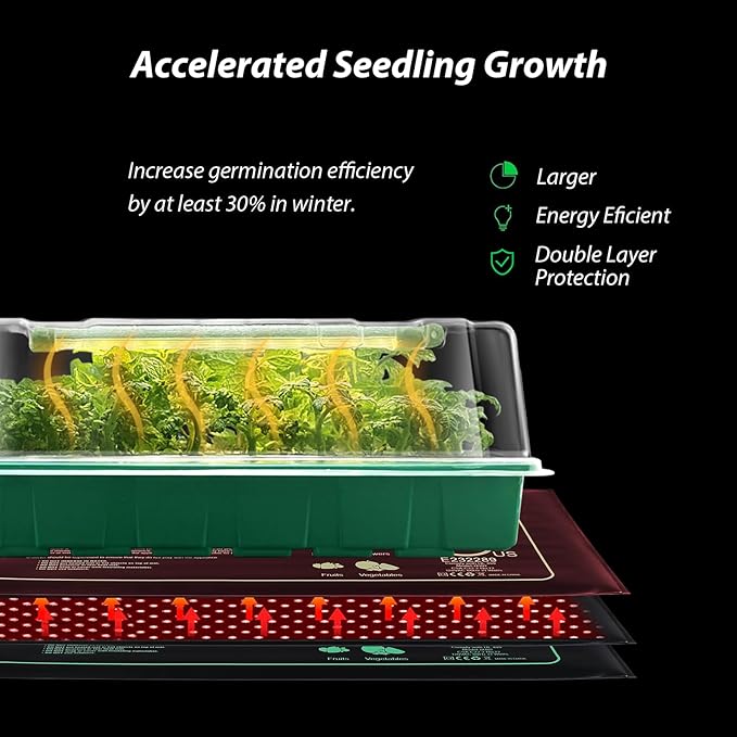 Seed Starter Kit, Seed Starter Tray with Grow Light and Heat Mat, Color Change Full Spectrum Grow Lights Seed Starting Germination Kits, 3 Timing Set Indoor Plant Grow Kit with Humidity Control