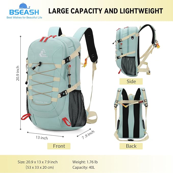 Bseash 40L Waterproof Hiking Backpack - Image 2