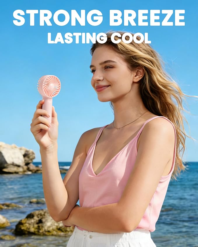 6 Pcs Mini Handheld Fan Bulk, 3 Speed Portable Personal USB Rechargeable Fan - Image 2