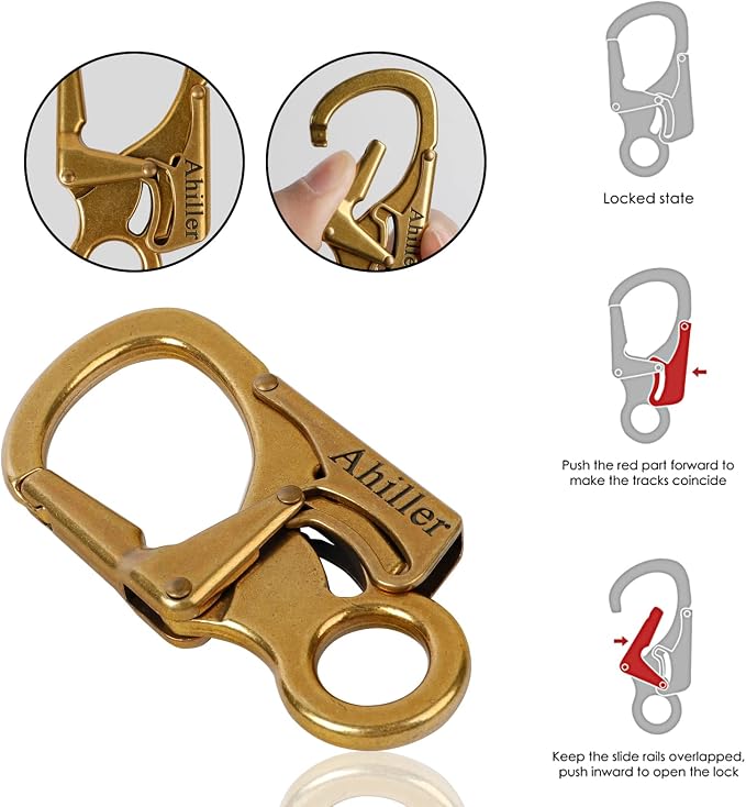 Ahiller Carabiner Clip, Double Anti-Misopening Locking Design, Key Ring Clip - Image 4