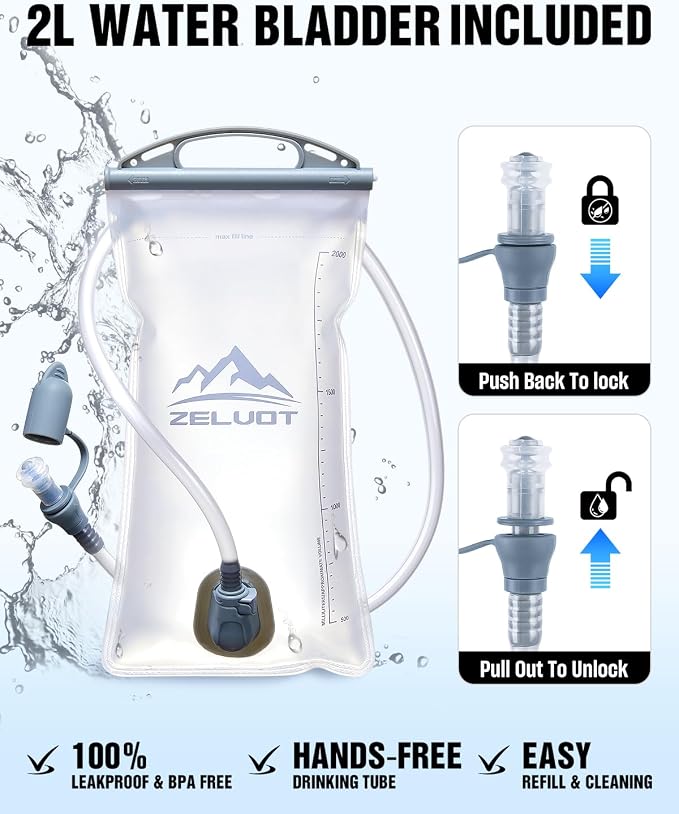 Zelvot 2L-3L Hydration Bladder Kit, 6 in 1 Water Bladder - Image 7