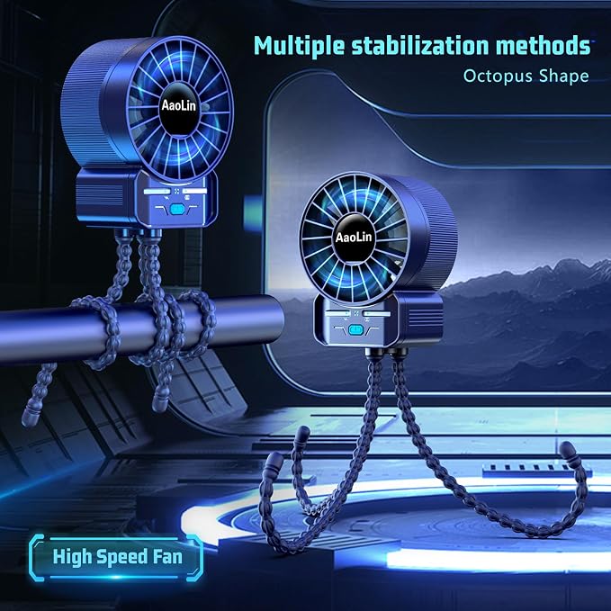 2 Pack Multifunctional Portable Stroller Fan 4 Speed 6600rpm High Speed Usb - Image 2