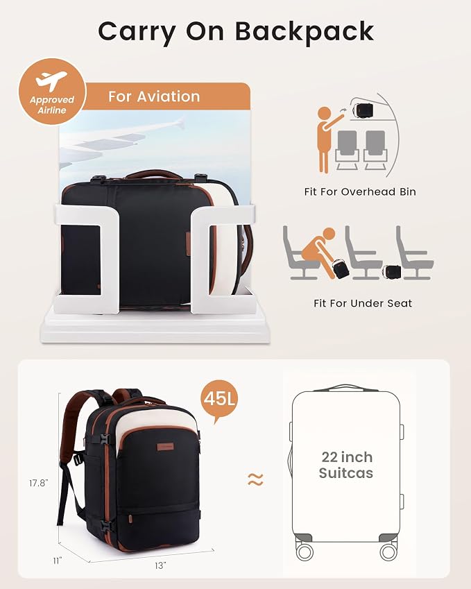 LOVEVOOK Travel Backpack for Women, 45L Expandable Large Carry On Backpack - Image 6