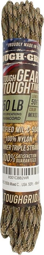 TOUGH-GRID 550 Paracord, Type III Mil-Spec Nylon Rope - 50 Ft Mixed Camo - Image 3