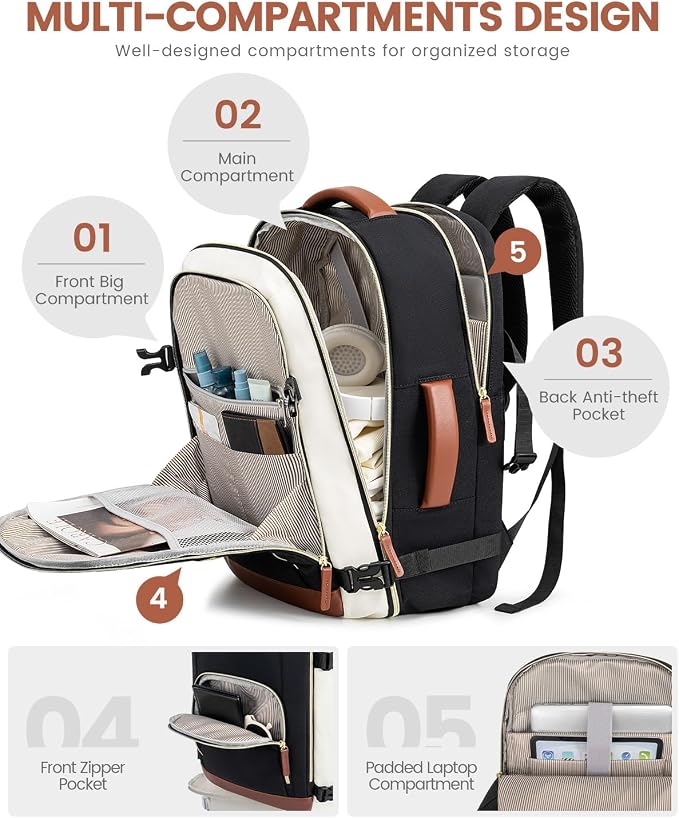 LOVEVOOK Carry On Backpack, 50L Large Travel Backpack - Image 4