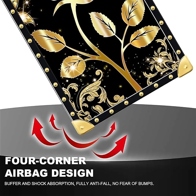Compatible with iPhone 16 Pro Case, Shine Gold Rose Luxury Golden Decoration - Image 7