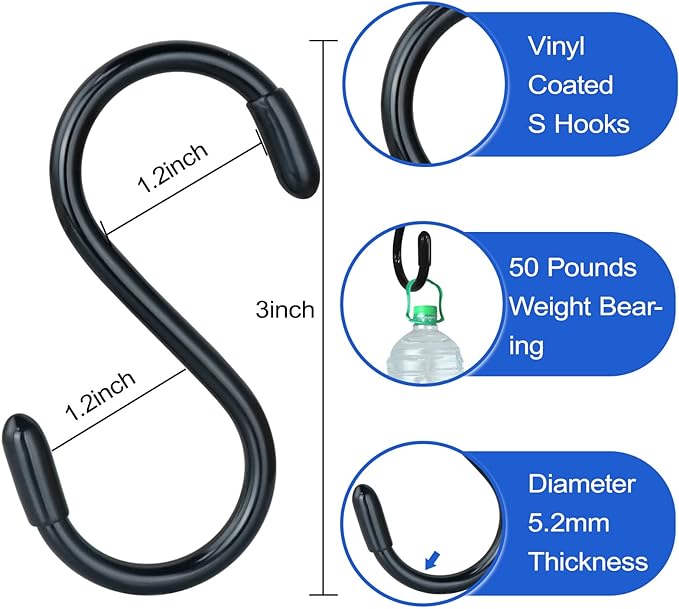 DINGEE 20 Pack Rubber Coated S Hooks - Image 2