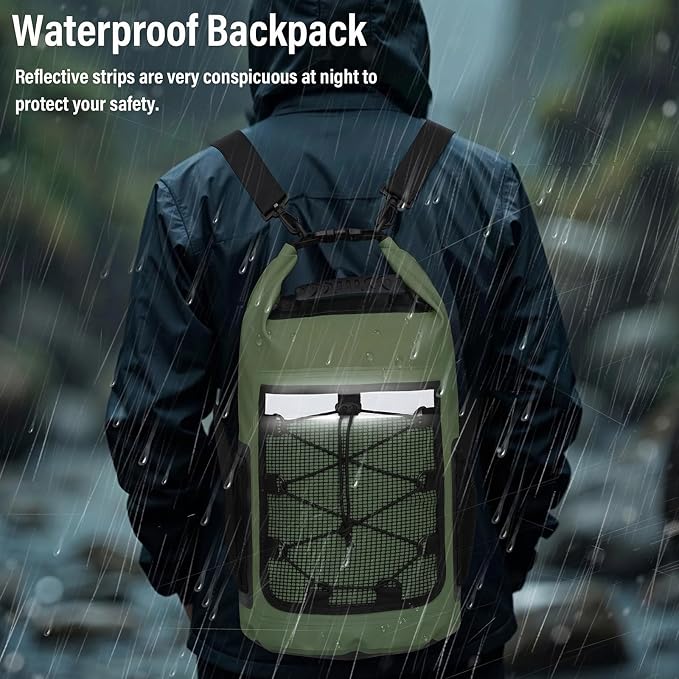 Pimoys Dry Bag, 25L Waterproof Backpack, Roll-Top Dry Bags Kayak, Outdoor - Image 6