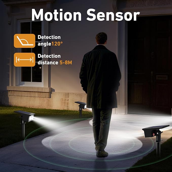 btfarm Solar Spot Lights Outdoor Waterproof, 3 Modes Motion Sensor Lights - Image 2