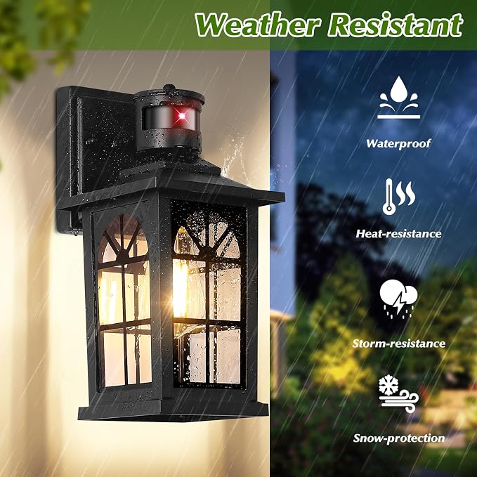 2-Pack Motion Sensor Outdoor Wall Lights, Dusk to Dawn Porch Lights Outdoor - Image 5