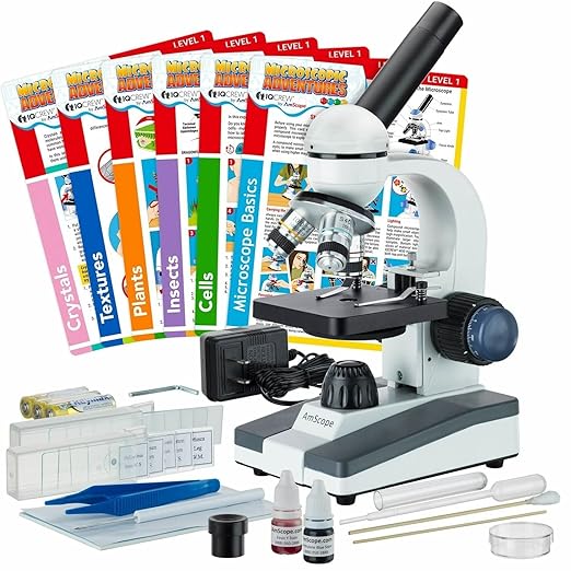 AmScope - 40X-1000X Compound Monocular Student Microscope Set + Slide by AmScope