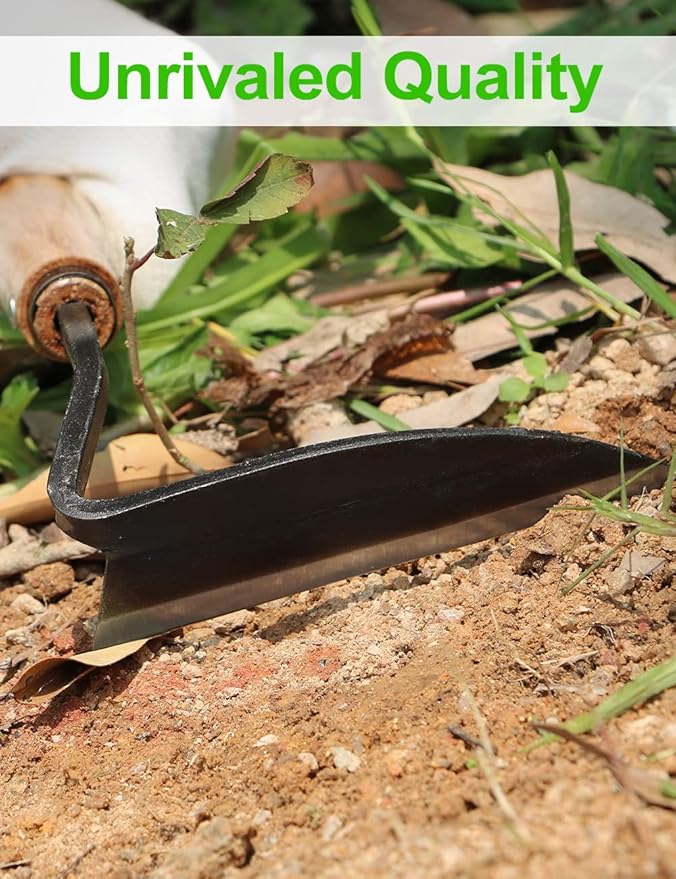 TOYPOPOR Japanese Weeding Sickle Hoe, Gardening Tools, Weed Remover, Hand Weed Cutter, Kama Twisted Scythe with High Carbon Steel Blade for Cutting Grass, Soil loosening, harvesting, Digging