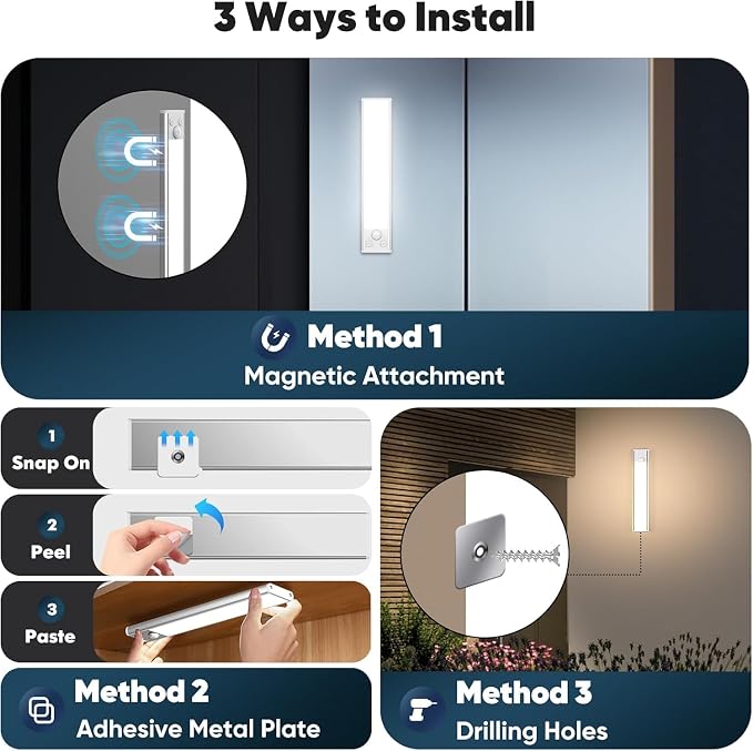 5-Pack Under Cabinet Lighting, 1800mAH Rechargeable Battery Operated Motion - Image 6