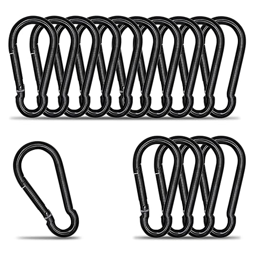 Small Carabiner Clip Hook, 1.97 inch 15 pcs Black Heavy Duty Spring Snap Hook by KINLINK