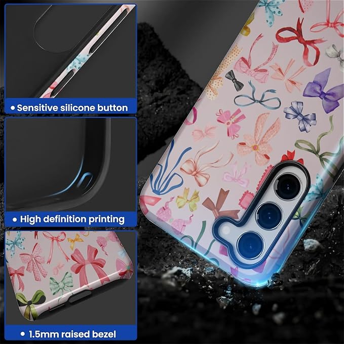 for Samsung Galaxy S23 Case, HL2 Aesthetic Color Bow Tie Hybrid 2 Layer Hard - Image 3