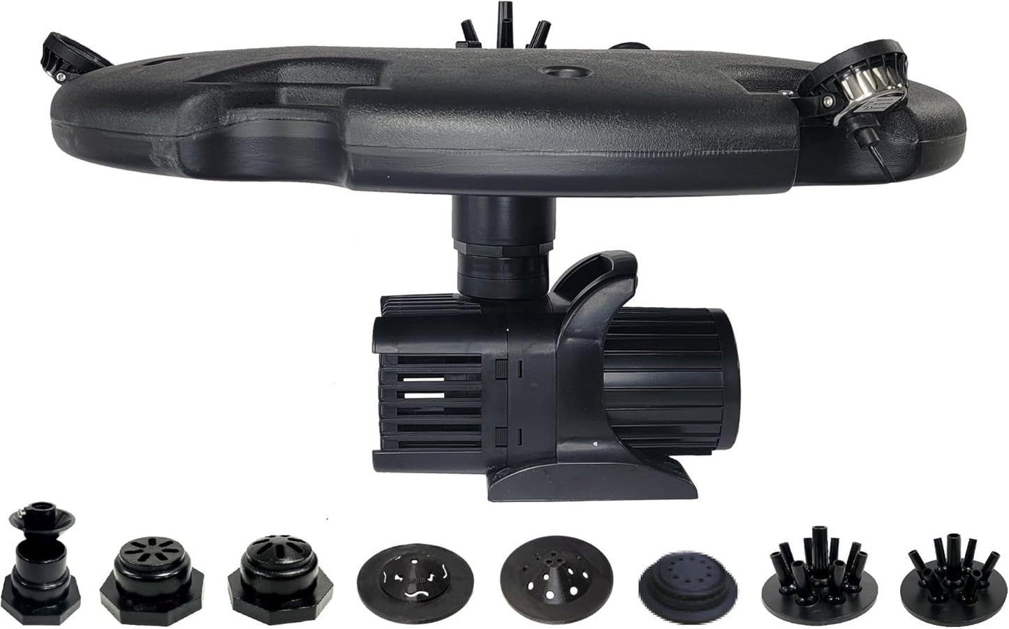 HALF OFF PONDS Floating Fountain – 1.2 HP Pond Aerator, 100' Cord – 10,000 GPH Water Pump – 11 Spray Patterns - Energy-Efficient – White LED Lights - for Large Ponds, Lakes & Water Gardens