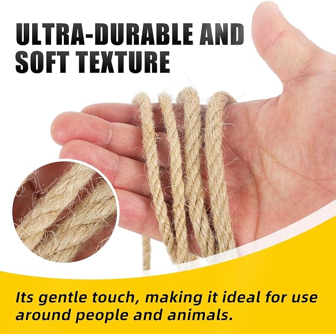 Natural Jute Twine, 8MM x 100FT Jute Rope Roll, Heavy Duty Thick Twine - Image 6
