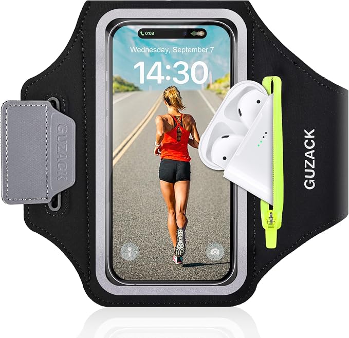 GUZACK Running Armband for iPhone 17 16 15 14 13 Pro Max, Galaxy S25 S24 S23 S22 by GUZACK