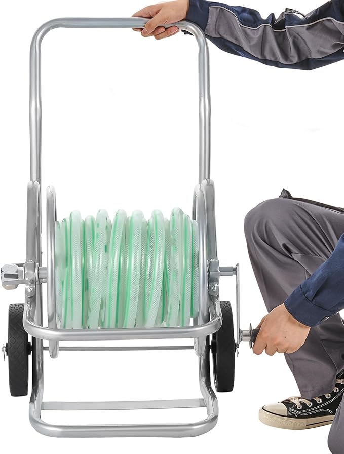 VEVOR Hose Reel Cart, Hold Up to 200 ft of 5/8 in Hose (Hose Not Included), Garden Water Hose Carts Mobile Tools with Wheels, Heavy Duty Powder-Coated Steel Outdoor Planting for Garden, Yard, Lawn