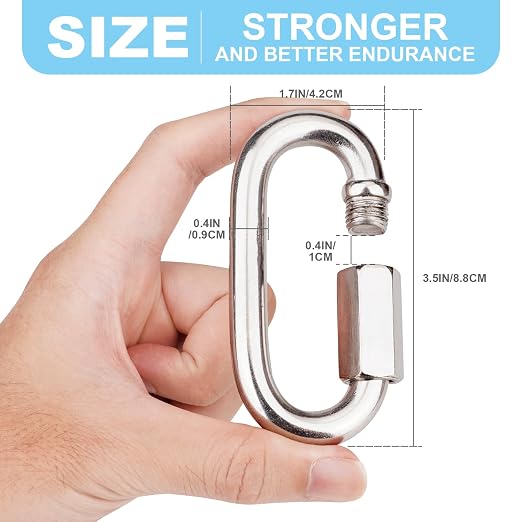 1Pcs 3.5 Inch 304 Heavy Duty Stainless Steel Screw Chain Quick Links, 2000 LBS - Image 2
