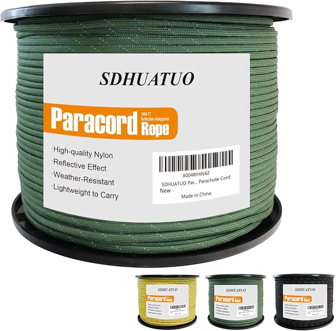 SDHUATUO Paracord Rope 1000FT, 550lb Type III Nylon Parachute Cord 7-Strand Core by HOME