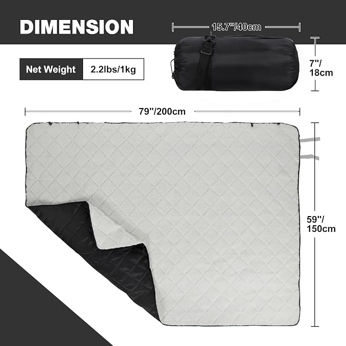 REDCAMP 59"x79" Large Warm Camping Blanket Waterproof Windproof - Image 5