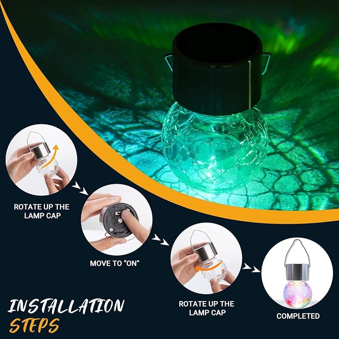 GIGALUMI Solar Lights Outdoor Waterproof, 12 Pack Solar Hanging Lights Garden - Image 9