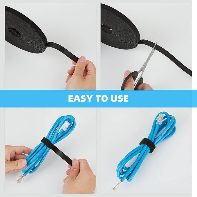 50 ft x 1/2 inch Hook and Loop Roll, Reusable Fastening Cable Ties, Office and - Image 5