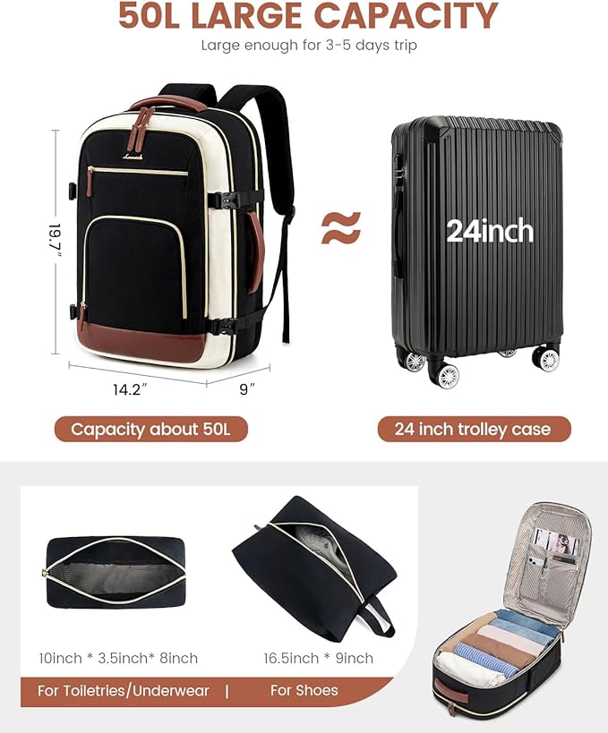 LOVEVOOK Travel Backpack For Women Flight Approved, 50L Carry on Backpack for - Image 3