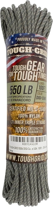 TOUGH-GRID 550 Paracord, Type III Mil-Spec Nylon Rope - 100 Ft Digi-Camo - Image 3