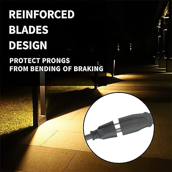 Indoor Outdoor Extension Cord Weatherproof, UL Certified, 16 Gauge 8FT Grey 3 - Image 4