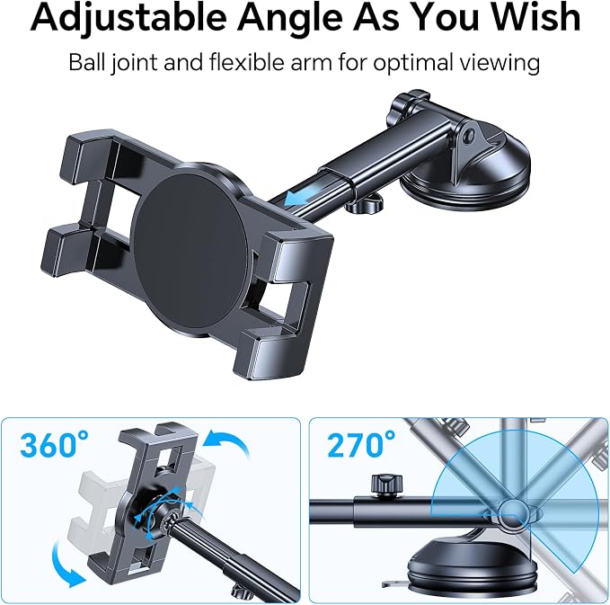 Tablet Holder for Car ipad Holder for Car【Windshield+Dash】Suction Cup ipad - Image 5
