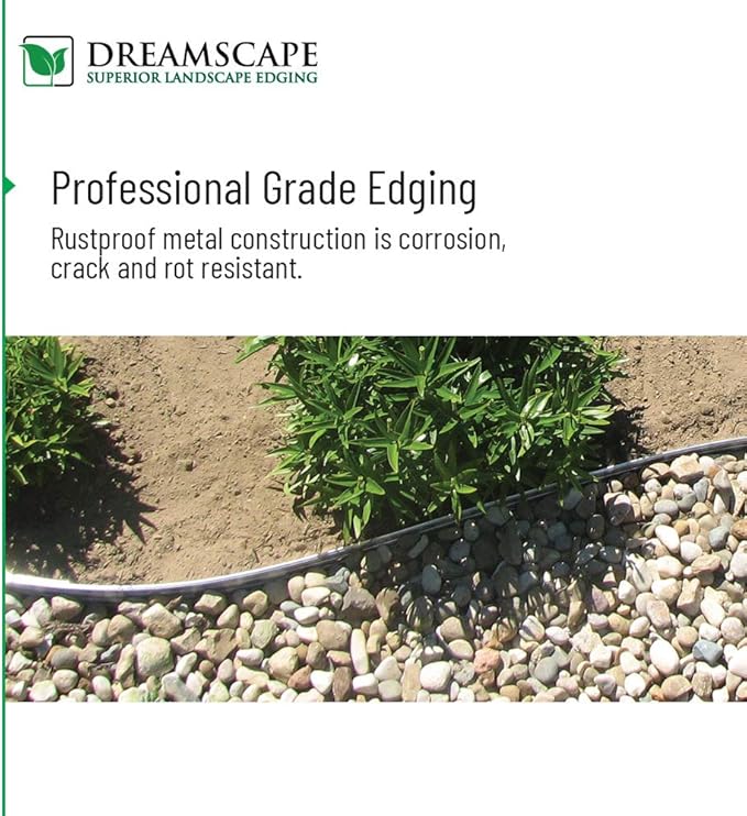 Dreamscape E-Z Edge Aluminum Landscape Edging - 4 Strips, 6ft Each (24ft Total), Brown Painted - Professional Quality Landscaping Border, Metal Divider for Lawn, Garden, Flowerbed