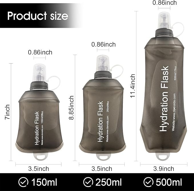 WILDREEDS 500ml Soft Flask, TPU Collapsible Soft Water Bottle - Image 5
