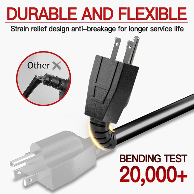 18/3 Indoor Extension Cord 10 FT, 3 Prong Power Cable, Suitable - Image 4