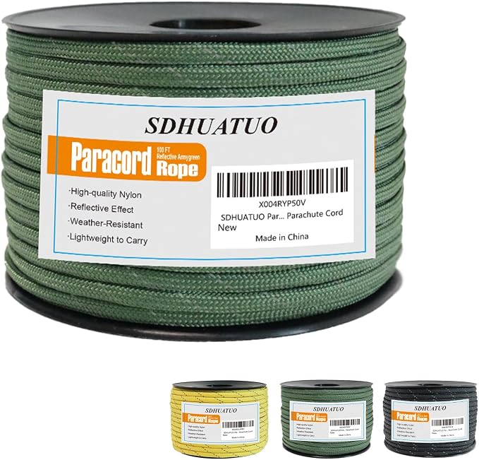 SDHUATUO Paracord Rope 100FT, 550lb Type III Nylon Parachute Cord 7-Strand Core by HOME